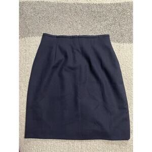 Vintage NY Sake 100% Wool Pencil Skirt Women's Size 10 Navy Blue Fully Lined